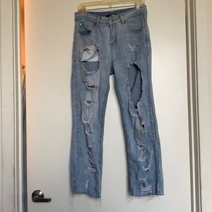 Light blue fashion nova ripped jeans